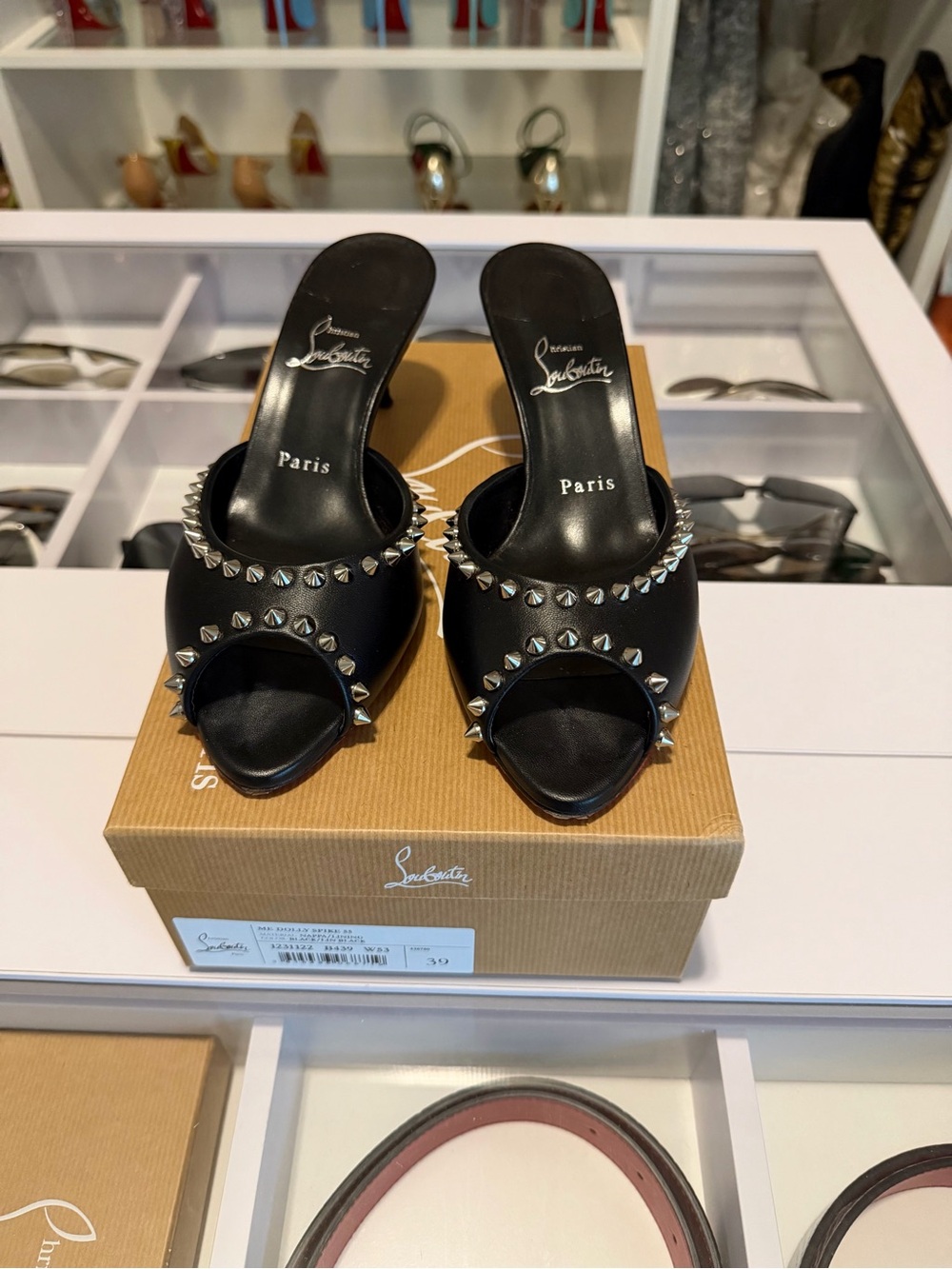 Christian Louboutin Me Dolly Leather Spike Mule Sandals EU 39/ US 8.5 - Picture 6 of 11